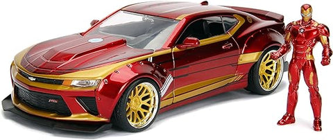 Jada Marvel Ironman 2016 Chevy Camaro SS 1:24, die cast--سيارة كامارو مارفل الرجل الحديدي من جادا