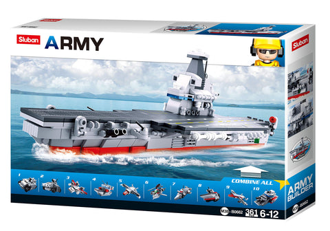 SLUBAN ARMY-10IN1 AIRCRAFT CARRIER(GIFT --سلوبان قطع تركيب حاملة طائرات 361 قطعة 10في1