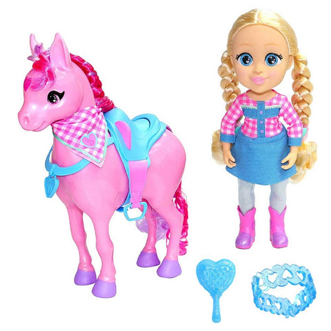 LOVE DIANA DOLL COWGIRL HORSE PACK 13B/O--هيدست دمية لوف ديانا كاو غيرل مع حصان - 33سم - متعدد الألوان