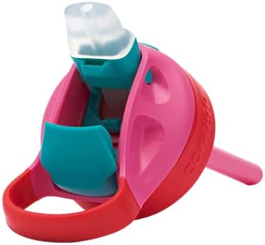 Contigo Autoseal Kids Gizmo Flip 414 ML,-Pink--كونتيجو زجاجة مياه للاطفال من جيزمو بتصميم فراشة قابلة للطي بفوهة شرب تلقائية مع ماصة