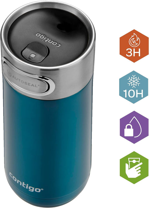 Contigo Autoseal Luxe Vacuum Insulated S-Blue--كونتيجو كوب سفر من لوكس اوتو سيل، ترمس حراري من الستانلس ستيل، مانع للتسرب