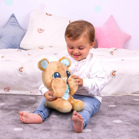 Peekapets Peek-A-Boo Bear Plush - Stuffed Animal, Brown Bear Plush Doll --دمية الدب بيك ايه بو القطيفة من بيكابيتس - حيوان محشو، دمية دب بني