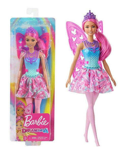 BARBIE DREAMTOPIA FAIRY DOLLS GJJ98--دمى باربي دريم توبيا الجنية ذات الشعر الملون الزاهي، وتنورة قابلة للإزالة، وعصابة رأس وأجنحة