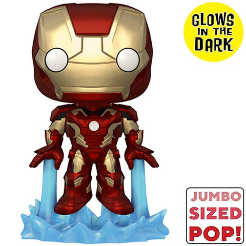 Funko POP Marvel Avengers 2 Iron Man Mark 43 Glow 10" Jumbo Sized , Multi Color--مجسم كبير من الفينيل بشكل شخصية ايرون مان مارك متعدد الالوان