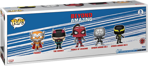 Funko Pop! Marvel: Year Of the Spider - Prodigy - 5 Pack Spider-man - Marvel Comics Collectable Vinyl Figure - Gift Idea - Official Merchandise - Toys for Kids & Adults--فانكو بوب مارفل: واي اس سبايدر مان عبوة من 5 قطع ، مجسم من الفينيل قابل للتجميع