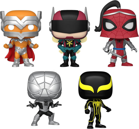 Funko Pop! Marvel: Year Of the Spider - Prodigy - 5 Pack Spider-man - Marvel Comics Collectable Vinyl Figure - Gift Idea - Official Merchandise - Toys for Kids & Adults--فانكو بوب مارفل: واي اس سبايدر مان عبوة من 5 قطع ، مجسم من الفينيل قابل للتجميع