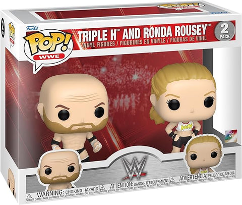 Funko Pop WWE Rousey and Triple H Collectible Vinyl Figure 2 Pack --فانكو بوب! دبليو دبليو اي: روسي وتريبل اتش مجسم فينيل قابل للتجميع - 70621