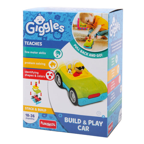 FUNSKOOL BUILD N PLAY CAR--لعبة بناء ولعب بتصميم سيارة- جديدة، بلاستيك من فنسكول