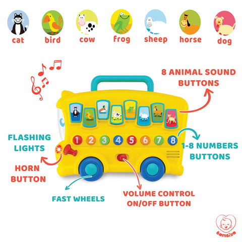 WINFUN Animal Sounds Bus--لعبة الباص التعليمية والموسيقية للاطفال