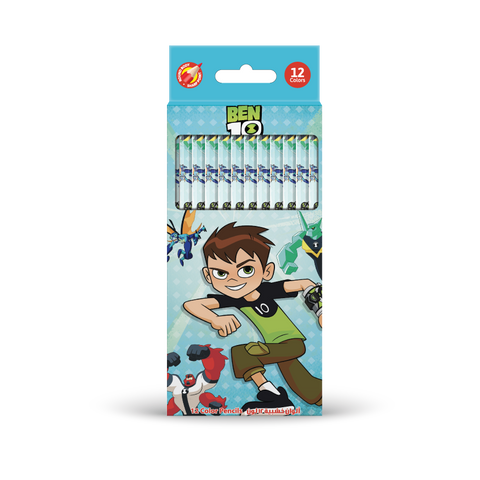 BEN10 12 Color Pencils in Flat PVC Box-147948--الوان خشبية مسطحة بين تن