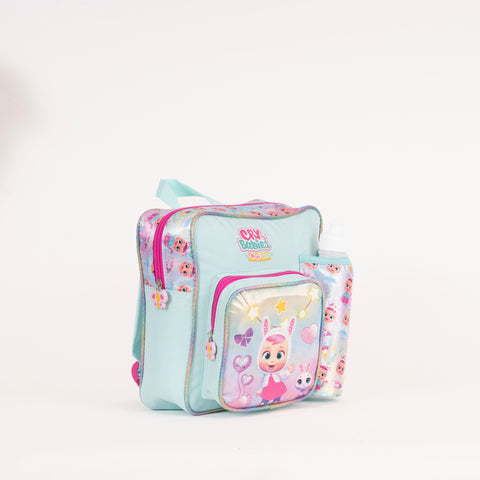 CRY BABIES Insulated Kinder Backpack CRY BABIES with Water Bottle, Lunch Box and Fork&Spoon 11 Inch--شنطة ظهر لكراي بيبيز 11 انش مع زمزمية ولنش بوكس وشوكة وملعقة