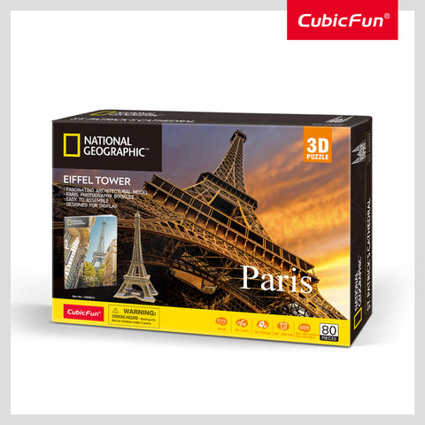 Cubic Fun Paris Eiffel Tower 80 Pieces 3D Puzzles--احجية مكونة من 8 قطعة بتصميم ثلاثي الابعاد لبرج ايفل بباريس من كيوبك فن