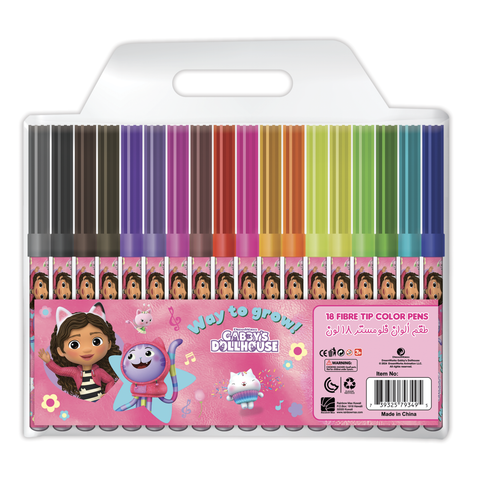 GABBY'S DOLL HOUSE 18 COLOR MARKERS-147914--طقم الوان فلومستر 18 لون