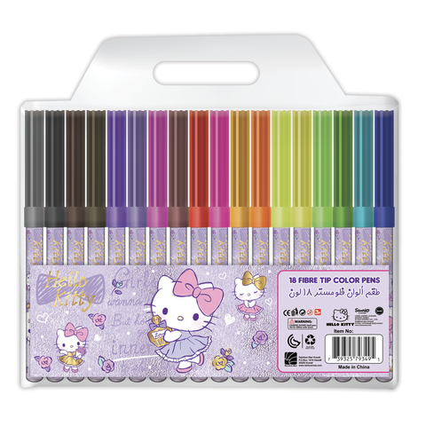 HELLO KITTY 18 COLOR MARKERS-147902--طقم ألوان فلوماستر 18لون هيلو كيتي