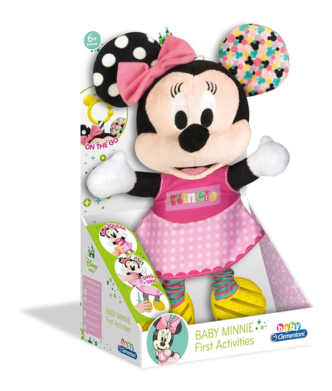 CLEMENTONI BABY MINNIE ACTIVITY PLUSH RATTLE--دمية ميني ماوس فرو مع أصوات