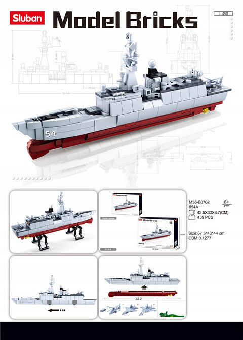 Sluban Model bricks-054A Frigate 1:450(417pcs) -- سلوبان قطع تركيب سفينة اعتداء برمائية 1088 قطعة