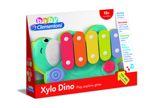 CLEMENTONI MUSICAL XYLOPHONE - INT--لعبة آلة السيلوفون بشكل ديناصور