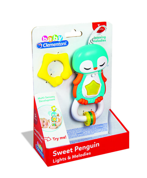 CLEMENTONI Electronic rattle PENGUIN--لعبة البطريق مع موسيقى ومؤثرات صوتية