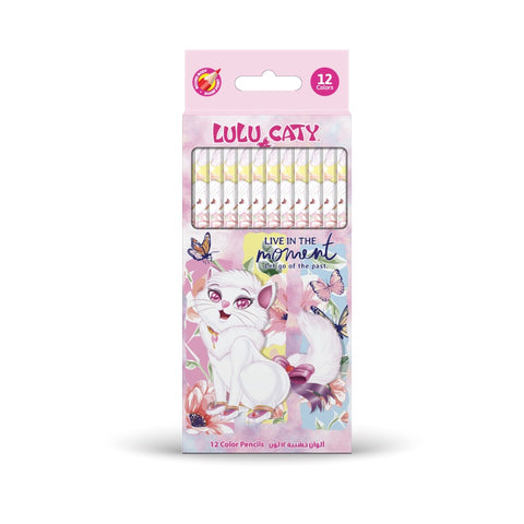 LULU CATY 12 Color Pencils in Flat PVC Box-147939--الوان خشبية مسطحة لولو كاتي