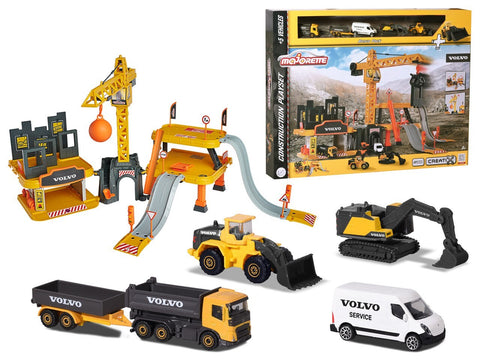 Majorette Creatix Construction + 5 Volvo vehicles--مجموعة اعمال البناء + 5 مركبات فولفو