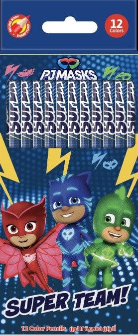 PJ MASK 12 Color Pencils in Flat PVC Box-147949--الوان خشبية مسطحة بي جي ماسك