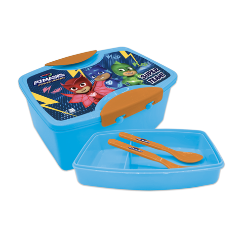 PJ MASK PP Lunch Box with Fork & Spoon-147662--طقم لنش بوكس بي جي ماسك مع ملعقة وشوكة