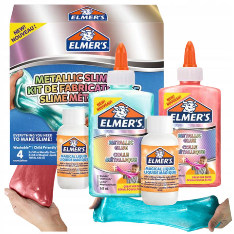 ELMERS METALLIC SLIME KIT 4PCS--ايلميرز مجموعة سلايم الوان معدنية 4قطع