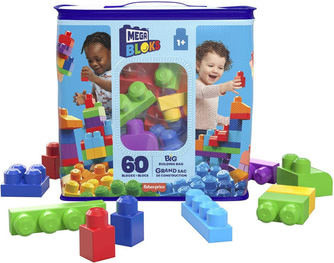 Mega Bloks 60 Pcs DCH55, Multi Color -- شنطة مكعبات كبيرة من ميجا بلوكس متعددة الألوان