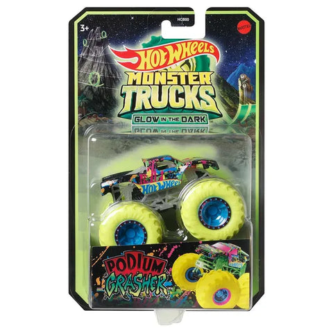 HOT WHEELS MONSTER TRUCKS GLOW IN THE DARK 1:64 SCALE --شاحنات هوت ويلز مونستر  شاحنات ألعاب بمقياس 1:64 تتوهج في الظلام، هدية للأطفال من سن 3 إلى 8 سنوات