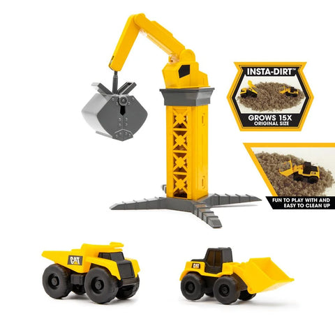 CAT Little Machines Ground Crew Vehicle Set 83195 with Crane Digger and Dumper--مجموعة مركبات الطاقم الأرضي من كات ليتل ماشينز 83195 مع حفار رافعة وقلابة