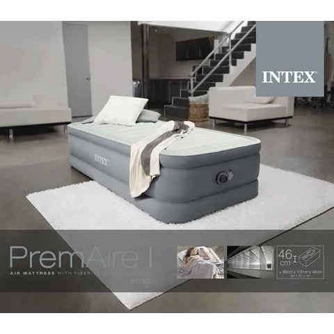 INTEX TWIN PREMAIRE I ELEVATED AIRBED W/ FIBER-TECH BIP--انتكس فايبر تك بريمير مرتبة هوائية