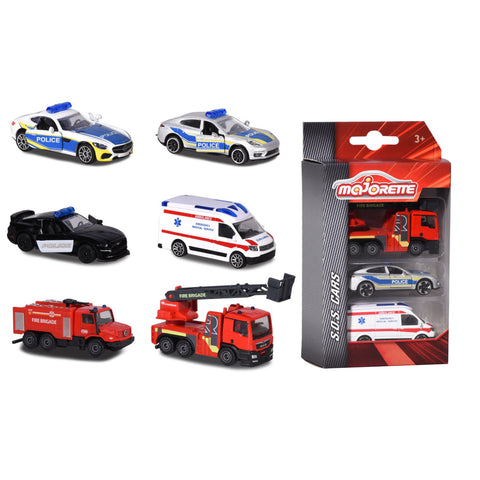 Majorette International SOS Vehicles 3 Piece Set --مجموعة مركبات ماجوريت انترناشيونال مكونة من 3 قطع