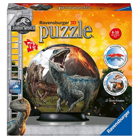 Ravensburger Puzzle-Ball Jurassic World 2 - 72pcs--لعبة ألغاز كرة رافينسبرجر العالم الجوراسي 2 - 72 قطعة