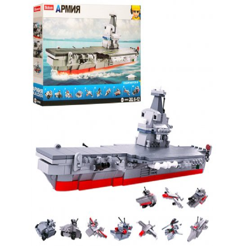 SLUBAN ARMY-10IN1 AIRCRAFT CARRIER(GIFT --سلوبان قطع تركيب حاملة طائرات 361 قطعة 10في1