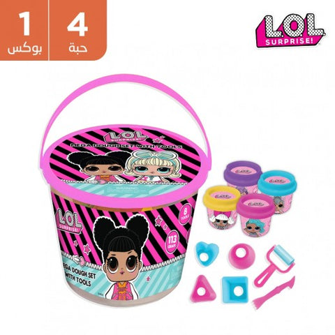 play dough set with tools in drum;4pcs 1oz--صلصال لول موف مع أدوات - 4 كاسة 1 أونز