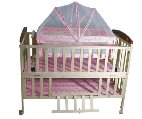 Babylove Wood Bed W/Mosquito Net 27-22F--بيبي لف سرير خشب مع نامسوية