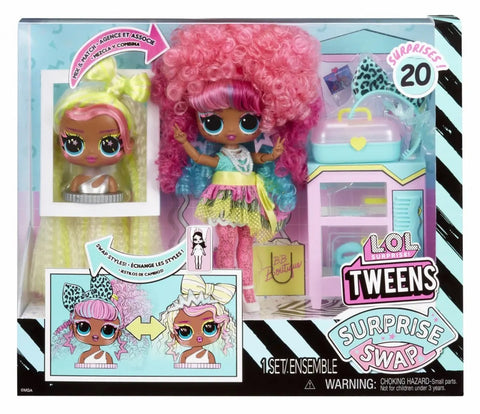 L.O.L. Surprise Tweens Surprise Swap Fashion Doll (Curls-2-Crimps Cora)--ال او ال سربرايز دمية توينز  بيلي برونز-2- بلوند، دمية عصرية مزودة بأكثر من 20 مفاجأة