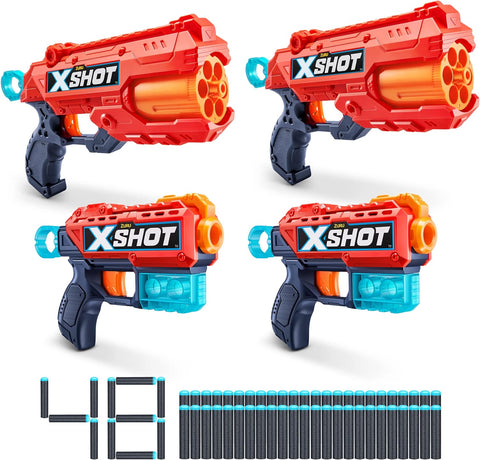 X-Shot Excel - Combo Pack (2  Kickback,2 REFLEX 6, 3Cans,48Darts)--مسدس اكس شوت - حزمة كومبو (2،2  6، 3علب،48سهم)