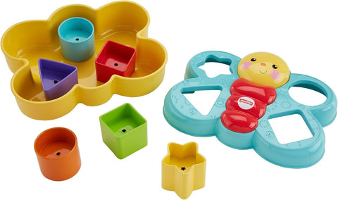 Fisher-Price Butterfly Shape Sorter, baby blocks activity toy for ages 6 months and older--لعبة فرز أشكال الفراشات من فيشر برايس، لعبة نشاط مكعبات للأطفال من سن 6 أشهر وما فوق