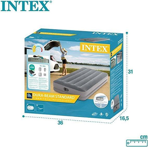 INTEX TWIN DURA-BEAM PRESTIGE AIRBED W/FASTFILL USB PUMP--انتكس سرير هوائي مزدوج -مع مضخة سريعة التعبئة