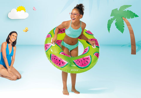 INTEX 56261NP Inflatable Tropical Fruit Swimming Tube--انبوب سباحة للنفخ على شكل فاكهة استوائية 56261 من انتيكس