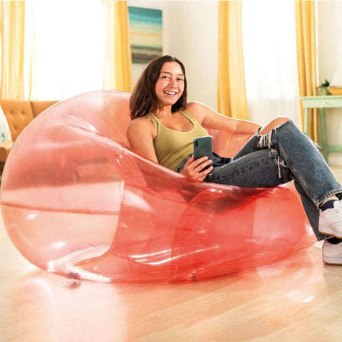 INTEX TRANSPARENT PINK BEANLESS BAG CHAIR--إنتكس كرسي وردي شفاف