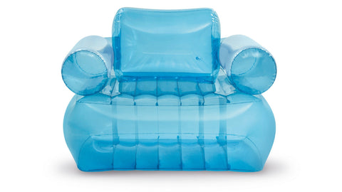 INTEX 66503NP Inflatable Armchair, Transparent Blue--كرسي بذراعين قابل للنفخ من انتيكس، مقاس 109 سم × 109 سم × 79 سم، ازرق، موديل ، بلاستيك بي في سي