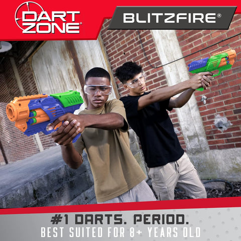 DART ZONE BLITZFIRE  QUICKSHOT BLASTERS X2 2-PACK--مسدسات بليتزفاير كويك شوت اكس 2 من دارت زون، قطعتان في العبوة