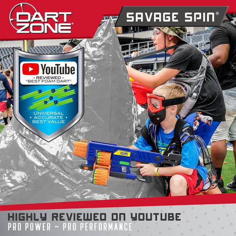 DART ZONE SAVAGE SPIN MOTORIZED TRIPLE DRUM BLASTER--سافاج سبين قاذف ثلاثي الاسطوانة من دارت زون