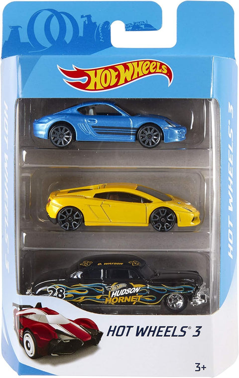 HOT WHEELS 3 CARS PACK 1:64 SCALE --هوت ويلز عبوة من 3 قطعالمركبات، مجموعة البدء الفوري، مجموعة من المركبات بمقياس 1:64