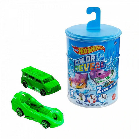 HOT WHEELS COLOR REVEAL CARS CHANGE IN VERY WARM AND ICY COLD WATER --عبوة من قطعتين من سيارات كولور ريفيل من هوت ويلز، ملونة بمقياس 1:64 تكرار وتغير اللون جيب 13، متعددة