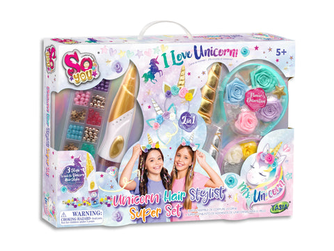 Tasia Unicorn Hair Stylist Super Set--تاسيا مجموعة تصفيف الشعر يونيكورن سوبر للبنات